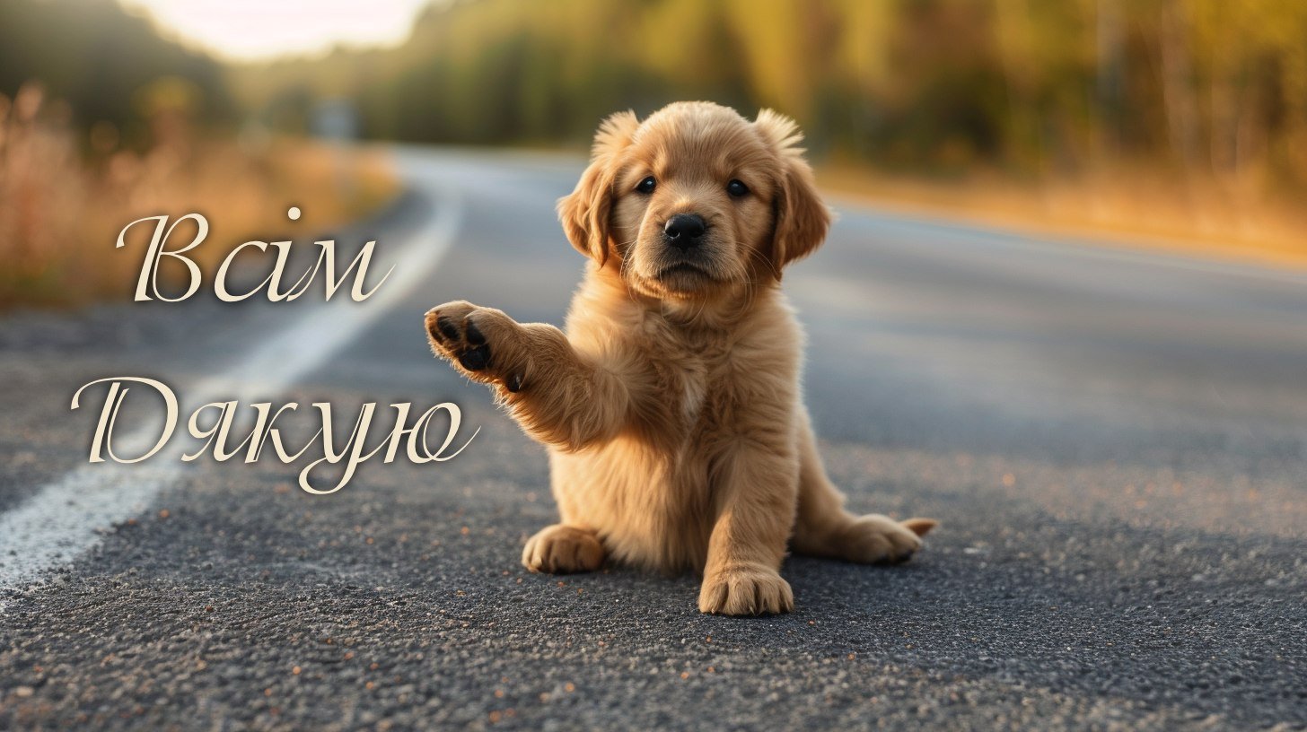 Дякую за увагу, собачка картинка