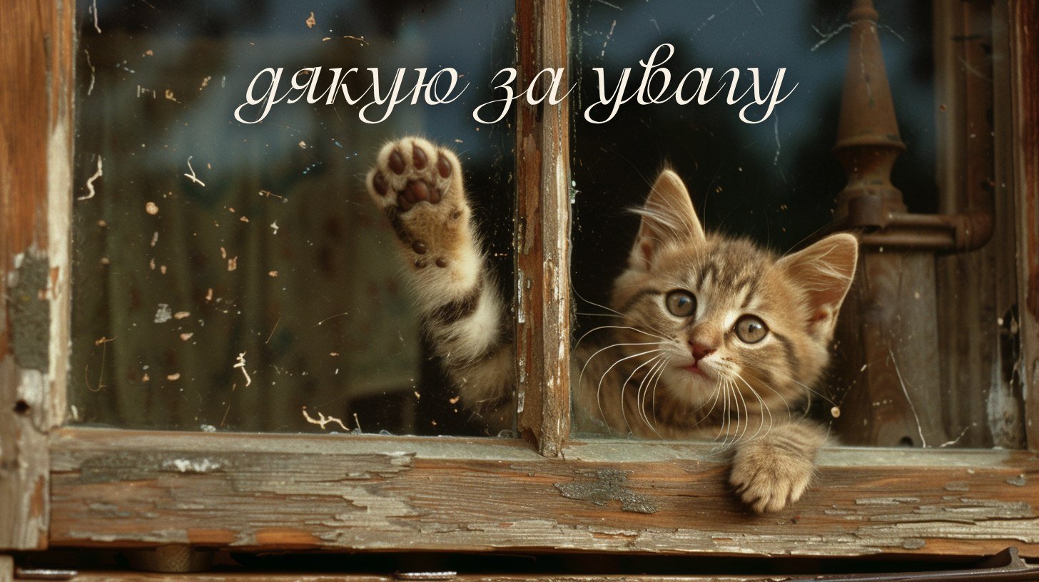 подяка за увагу, картинка з котиком